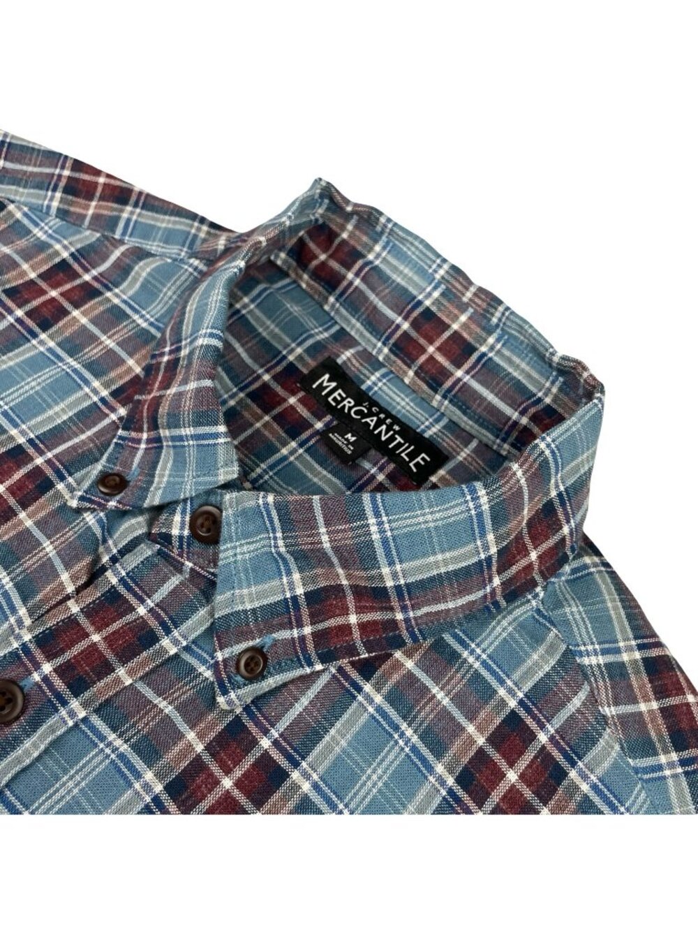 J.Crew Mercantile Men's 100% Cotton L/S Button Shirt Blue/Red Plaid • Medium